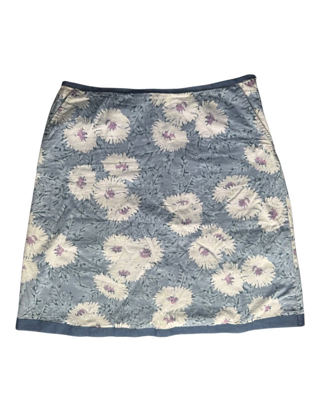 L.L. Bean Favorite Fit Straight Floral Cotton Skirt Size 10 Regular Blue Daisy - Picture 2 of 5